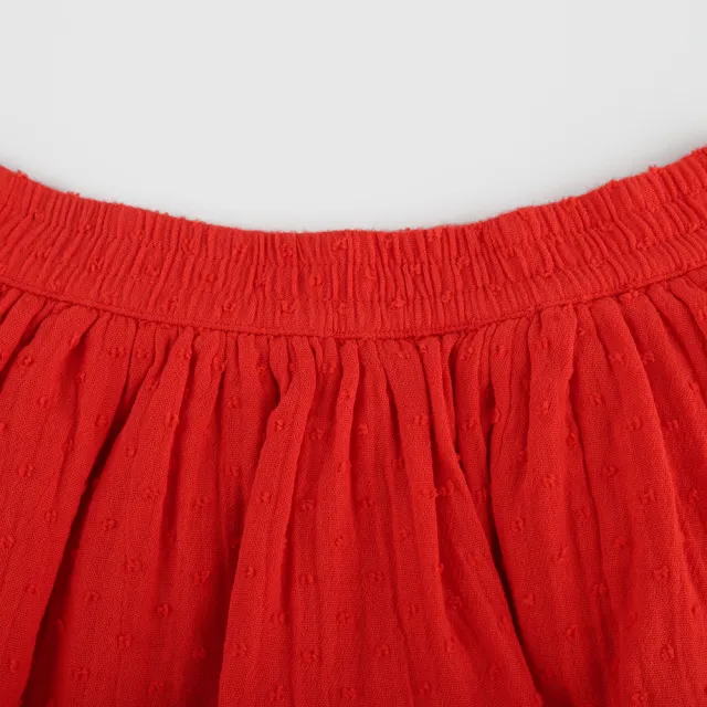 【GAP】女童裝 輕薄蓬蓬百摺半身褲裙-紅色(664610)