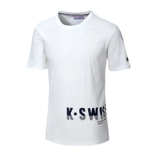 【K-SWISS】棉質吸排T恤 Logo Tee-男-米白(108052-246)