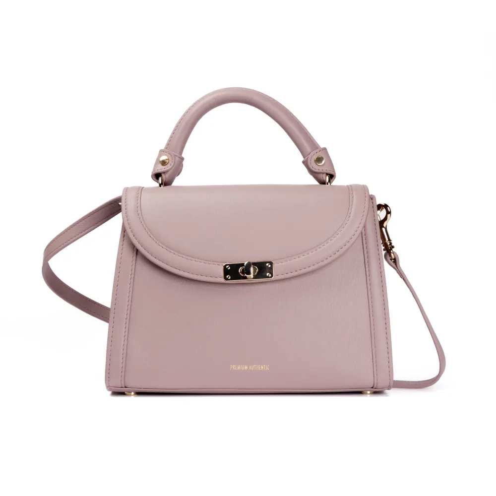 【Premium Authentic】PA．LOCK真皮轉鎖手提包-紫藕色(PA 真皮 鎖頭包 斜背包 側背包 手提包)