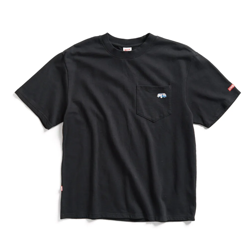 【EDWIN】男裝 口袋寬版短袖T恤(黑色)