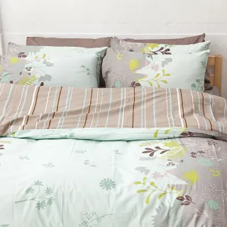 【戀家小舖】100%純棉枕套床包二件組-單人(香草綠)