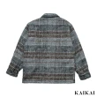 【KAI KAI】格紋雙皮口袋羊毛外套(男款 羊毛混紡外套 格紋短毛絨 休閒男外套)