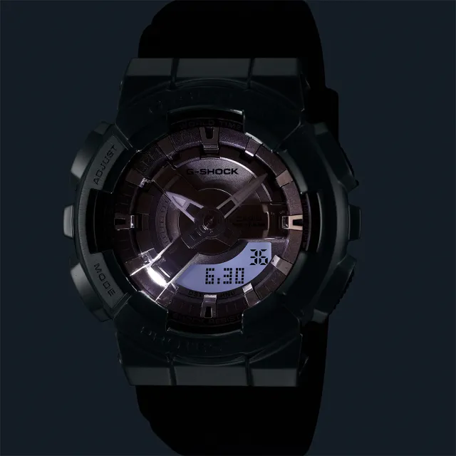 【CASIO 卡西歐】G-SHOCK 金屬色雙顯電子錶-百搭銀 畢業禮物(GM-S110-1A)