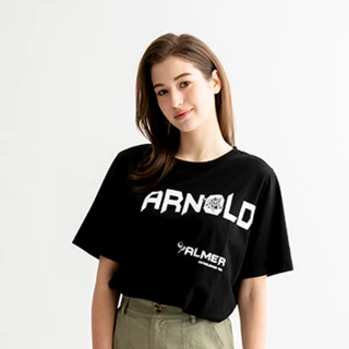 【Arnold Palmer 雨傘】女裝-彈性棉主題LOGO印花T-Shirt(黑色)
