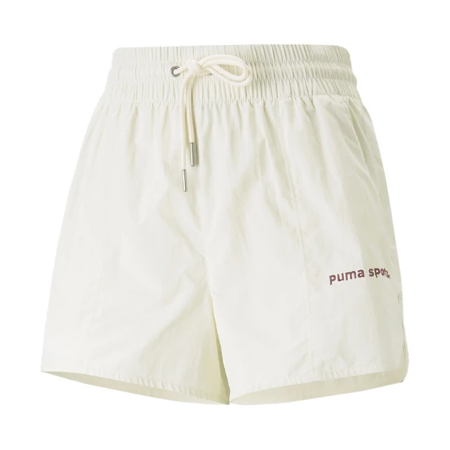 PUMA 短褲 Team Shorts 女款 米白 褲子 小開岔 網球風 鬆緊褲頭 Julia 吳卓源 著用款(53900565)