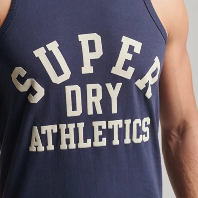 【Superdry】男裝 背心 有機棉 Vintage Gym Athletic(海軍藍)