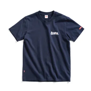 【EDWIN】男裝 露營系列 富士山腳營地LOGO小印花短袖T恤(丈青色)