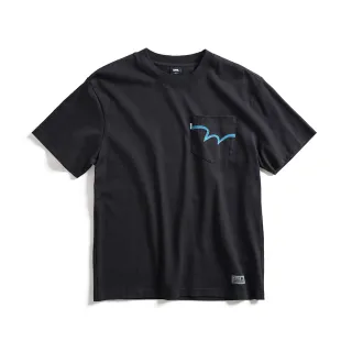 【EDWIN】男裝 EDGE系列 經典Ｗ縫線寬版口袋短袖T恤(黑色)
