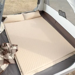 【DREAMCATCHER】自動充氣可拼接帶枕床墊 雙人款(充氣床墊/帶枕床墊/戶外/露營/野餐)