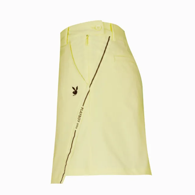 【PLAYBOY GOLF】女款素面高彈性不對稱短裙-黃(吸濕排汗/抗UV/高爾夫球裙/KD22111-35)