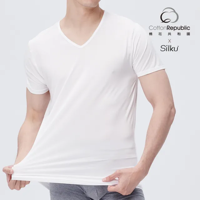 【棉花共和國】Silku輕引力涼感V領短袖衫(吸濕排汗 日本凉感 抗菌消臭 男上衣)