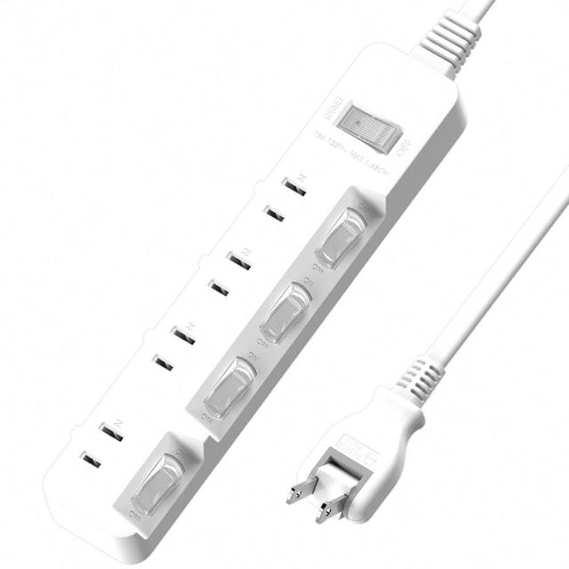 【iPlus+ 保護傘】5切4座防火抗雷擊180度插頭延長線1.8M-簡約純白系列(PU-2546-N.台灣製.斜面開關)