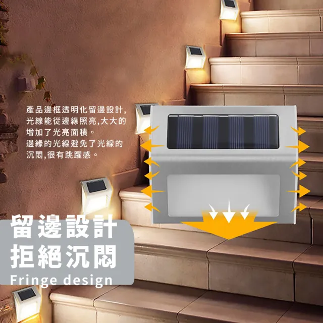 【智能控燈】太陽能防水6LED樓梯燈-暖光(LED燈 階梯燈 照明燈 裝飾燈 庭院燈 臺階燈 戶外燈 太陽能燈)