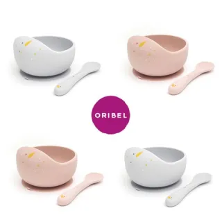 【Oribel】寶寶學習餐具矽膠碗匙組(學習餐具/副食品/矽膠/碗/匙)