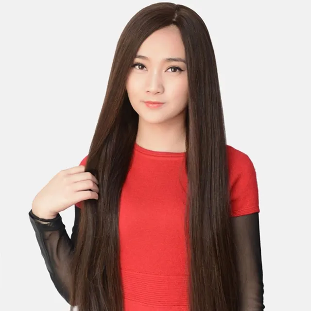 【巴黎精品】現貨+預購 長假髮整頂真髮透氣假髮片輕量免打理隱形增髮整頂假髮角色扮演(90cm直髮2色a1bi10)