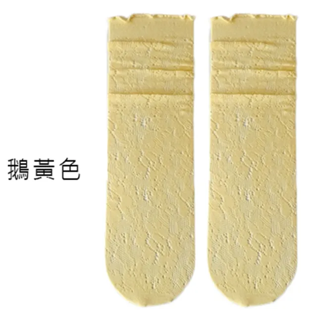 【OT SHOP】木耳邊微透膚網眼中筒襪M1226(堆堆襪 鏤空緹花)