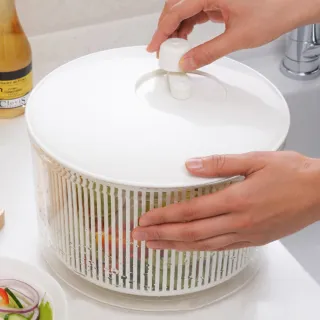 日本製 沙拉蔬果清洗脫水器手搖瀝水籃6L(蔬果脫水器)