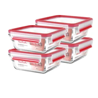 【Tefal 特福】新一代無縫膠圈耐熱玻璃保鮮盒800ML-4入組