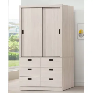 【顛覆設計】樂雅白雲橡色4x7尺拉門衣櫥