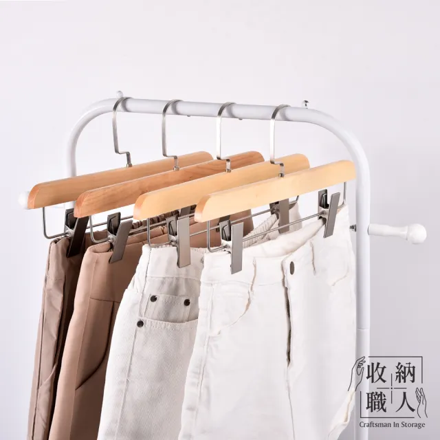 【收納職人】原荷木無痕防滑可伸縮褲夾/掛衣架夾/裙夾/內衣架_6入/組(實木褲夾 木褲夾  衣裙掛架) 
