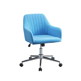 【柏蒂家居】伊蓮水藍色布面扶手電腦椅/辦公椅