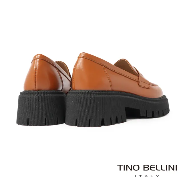 【TINO BELLINI 貝里尼】義大利進口牛皮鋸齒厚底樂福鞋FZLO003(棕)