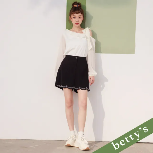 【betty’s 貝蒂思】OL裙擺荷葉褲裙(黑色)