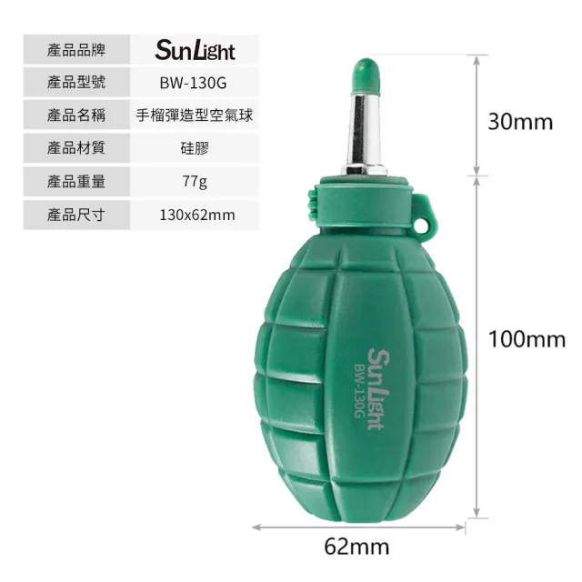 【SunLight】BW-130G 手榴彈造型空氣球(可站立/高風力/不回吸/硅膠材質)