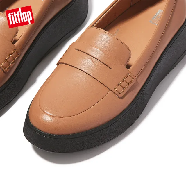 FitFlop】F-MODE LEATHER FLATFORM PENNY LOAFERS厚底樂福鞋-女(拿鐵棕