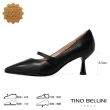 【TINO BELLINI 貝里尼】羊皮一字帶瑪莉珍尖頭6.5CM跟鞋FSDV008(黑)