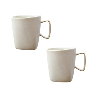 【Royal Duke】白茶手作紋系列-馬克杯400ML(兩入組 陶瓷 馬克杯 杯子 杯 咖啡杯 水杯)