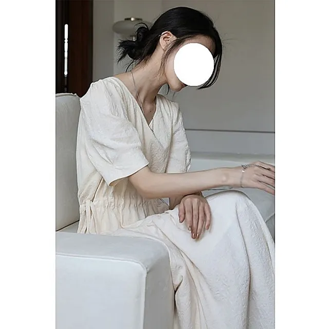 【巴黎精品】現貨+預購 洋裝短袖連身裙(法式V領抽繩女裙子3色a1bs33)