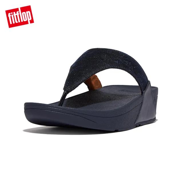 【FitFlop】LULU GLITZ TOE-POST SANDALS金屬亮粉造型夾脚涼鞋-女(午夜藍)