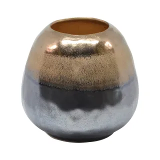 【YU Living 信歐傢居】仿古銅色蛋型陶瓷花瓶 高16cm(大/古銅色/花器 園藝裝飾)