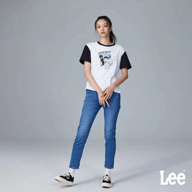 【Lee】女裝 牛仔褲 / 401 中腰標準小直筒 九分褲 中藍洗水(LB317032578)