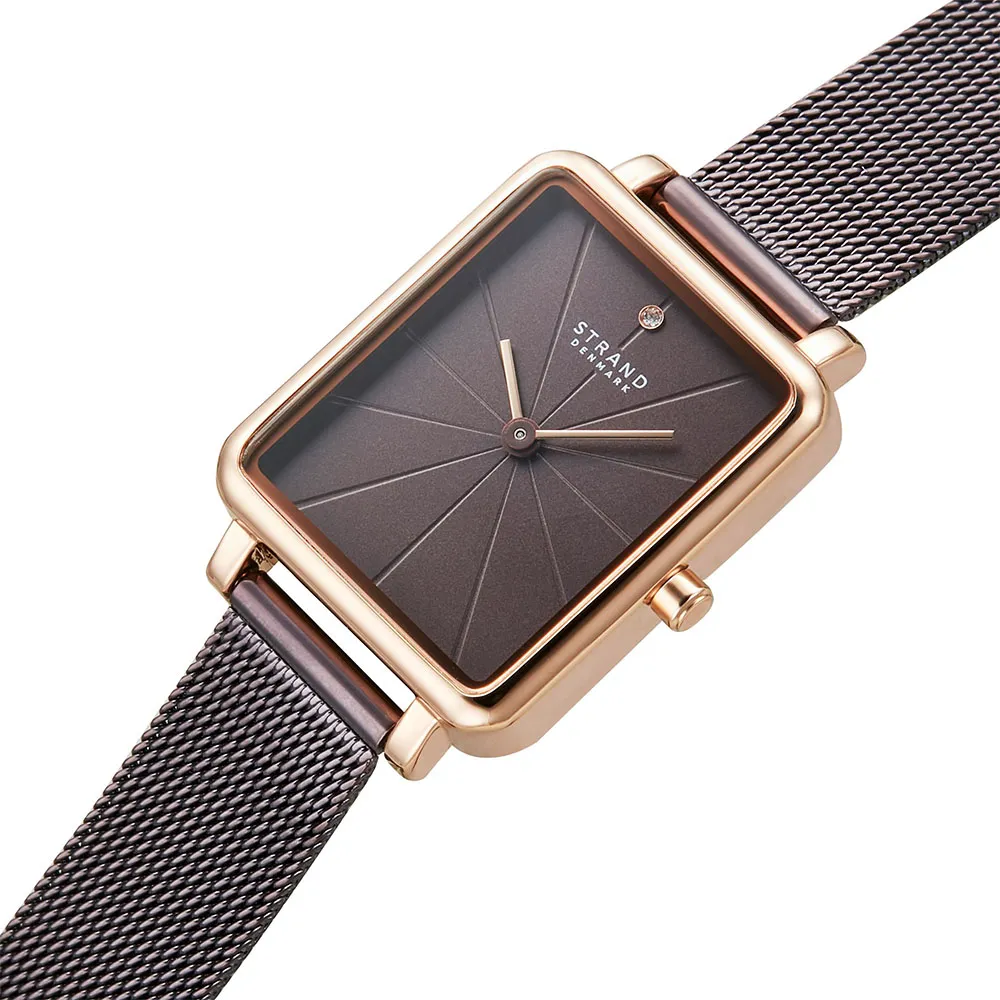 【OBAKU】Strand 海之星 - 都會簡約方形腕錶 / 咖啡金色-22x27mm(S748LXVNMN)