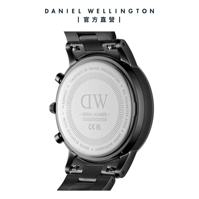 【Daniel Wellington】DW 手錶 Iconic Chronograph 42ｍｍ曜夜黑三眼精鋼錶黑錶盤(DW00100642)