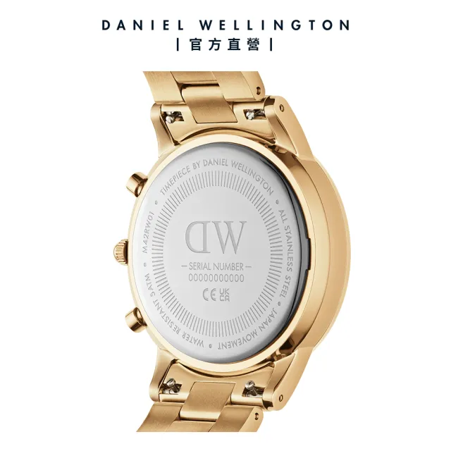 【Daniel Wellington】DW 手錶 Iconic Chronograph 42mm香檳金三眼精鋼錶黑錶盤(DW00100641)