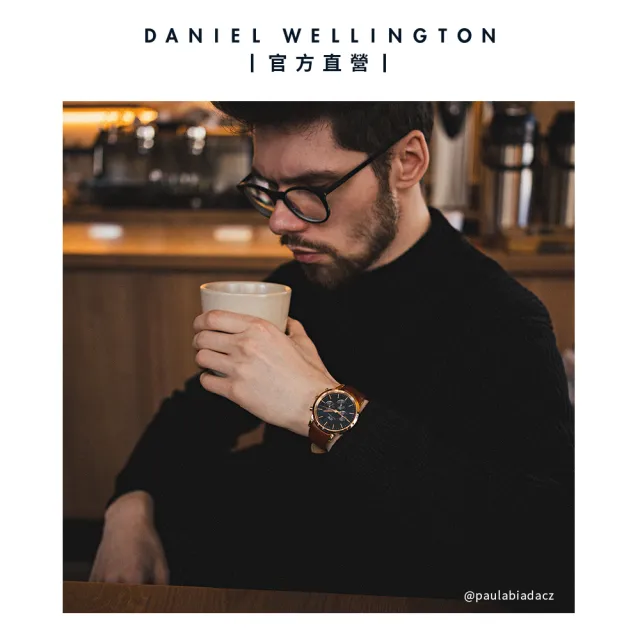 【Daniel Wellington】DW 手錶 Iconic Chronograph 42ｍｍ極地藍三眼皮革錶藍錶盤(DW00100639)