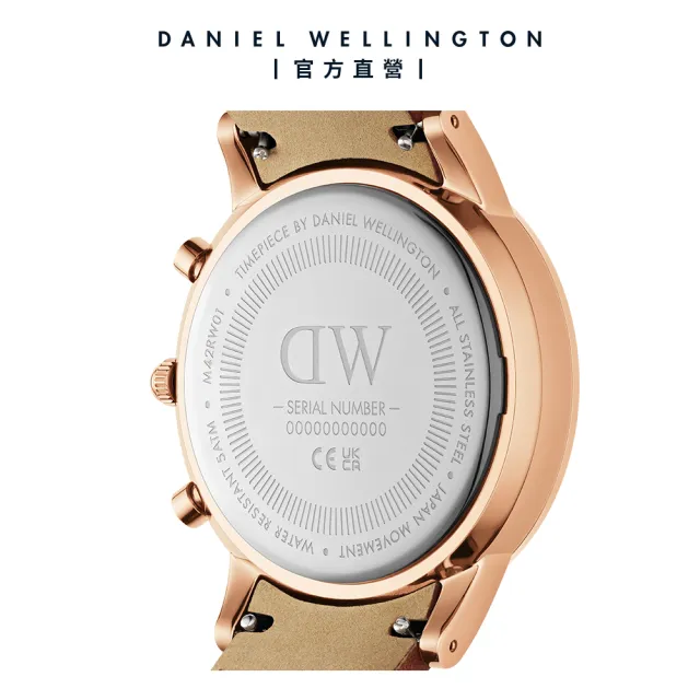 【Daniel Wellington】DW 手錶 Iconic Chronograph 42ｍｍ極地藍三眼皮革錶藍錶盤(DW00100639)