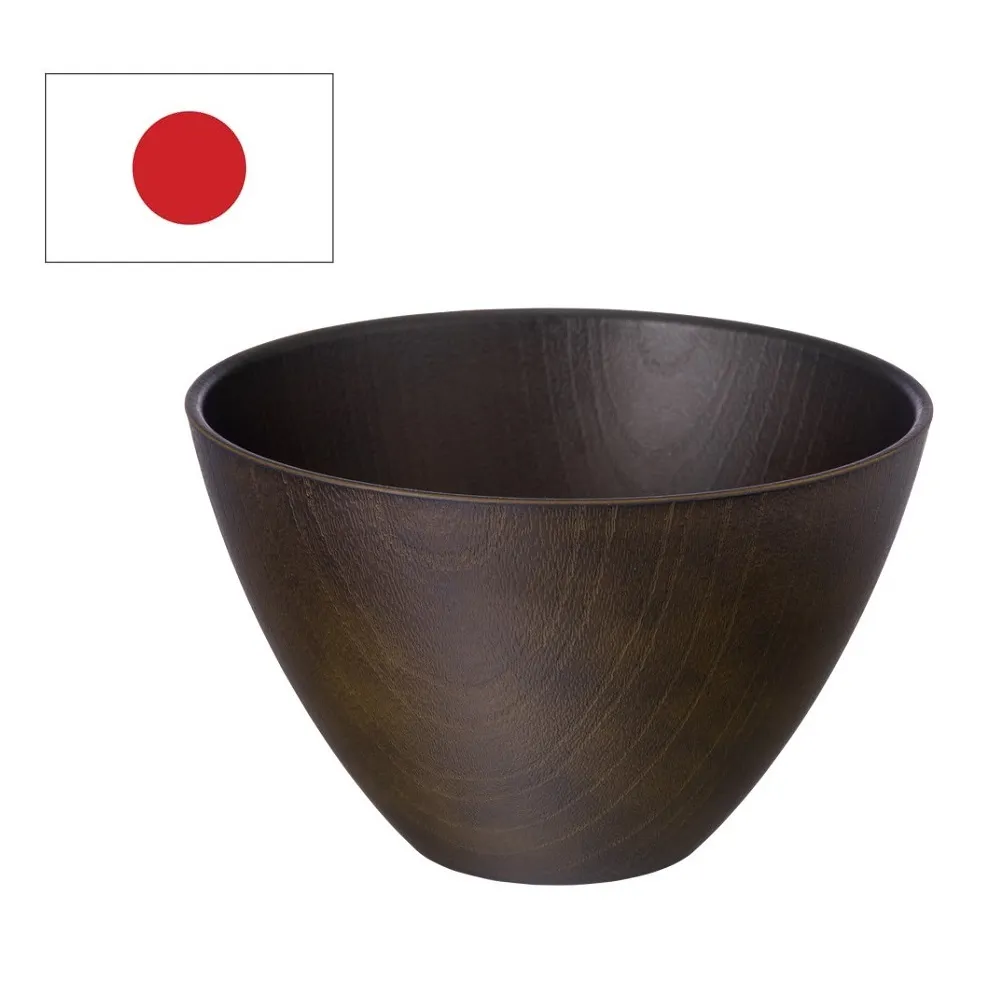 【DAIDOKORO】日本製頂級可微波抗菌碗 13 cm(会津塗/深棕色木紋/大/可機洗/抗菌加工/拉麵碗/湯碗/飯碗)