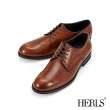 【HERLS】男鞋系列-全真皮基本款素面休閒德比鞋(栗棕色)
