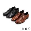 【HERLS】男鞋系列-全真皮基本款素面休閒德比鞋(栗棕色)