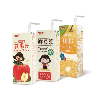 【Yakult 養樂多】養樂多果汁豆漿200ml*24入任選3箱(豆漿/柳橙/蘋果*3箱)