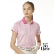 【Lynx Golf】女款吸汗速乾復古小精靈遊戲印花三色彩扣造型短袖POLO衫/高爾夫球衫(二色)