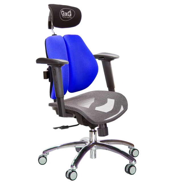 【GXG 吉加吉】雙軸枕 中灰網座  鋁腳/2D手遊休閒扶手 雙背電腦椅(TW-2704 LUA2JM)