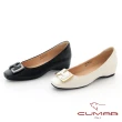 【CUMAR】小方頭金屬H飾釦內增高低跟鞋(黑色)