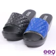 【ee9】經典優雅菱格紋晶鑲鑽厚底拖鞋-藍色-7605151870(拖鞋)