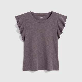 【GAP】女裝 羅紋高彈修身短袖T恤 女友T系列-暗紫色(627542)