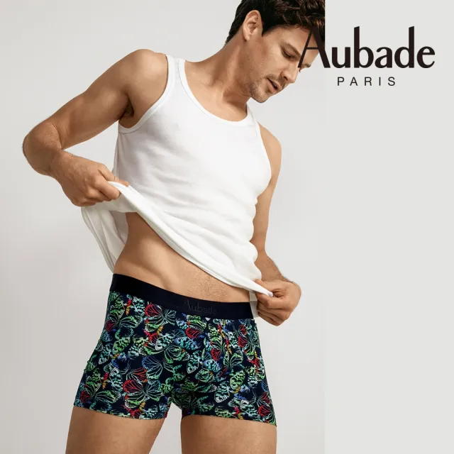 【Aubade】舒棉頂級莫代爾棉 彈性四角男褲 平口褲(蝴蝶-2312)